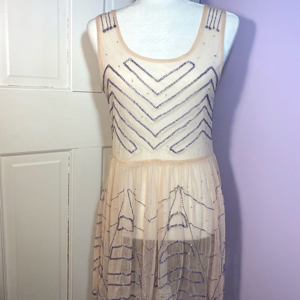 Free people | Sheer embellished mesh slipover dress